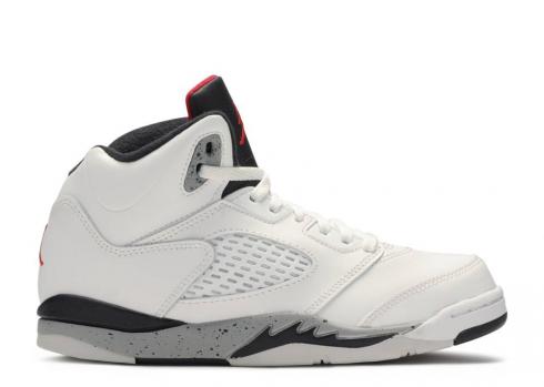 Air Jordan 5 Retro Bp White Cement Fire Grey Black Tech Red 440889-104