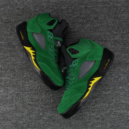 Nike Air Jordan V 5 Retro Men Basketball Shoes Deep Green Yellow