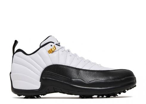 Air Jordan 12 Low Golf Taxi White Black Gold Metallic DH4120-100