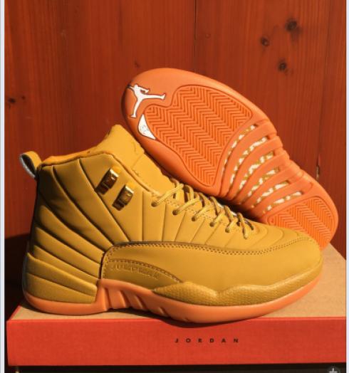 Nike Air Jordan XII 12 All yellow men Basketball Shoes