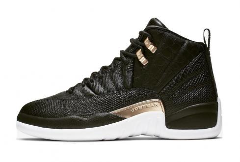 Air Jordan 12 WMNS Black Reptile Metallic Gold White AO6068-007