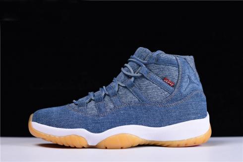 2018 Levis x Air Jordan 11 Denim Sail Game Red 914433 401