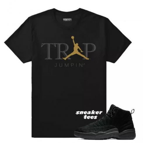 Match Jordan OVO 12 Black Trap Jumpin Black T-shirt