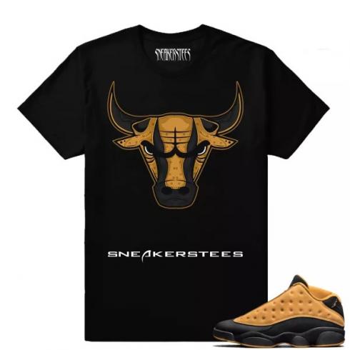Match Air Jordan 13 Chutney 13 Bull Black T shirt