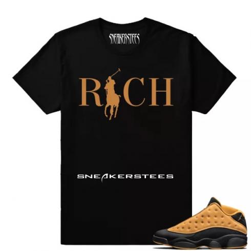 Match Air Jordan 13 Chutney Country Club Rich Black T shirt