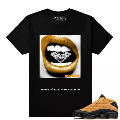 Match Air Jordan 13 Chutney Diamond Lips Black T shirt