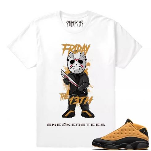 Match Air Jordan 13 Chutney Friday the 13th White T shirt