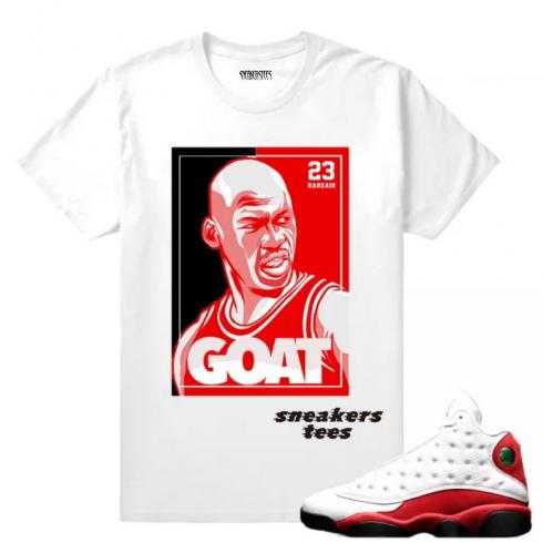 Match Jordan 13 OG Chicago Goat Staredown White T-shirt