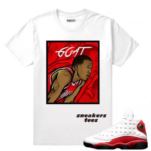 Match Jordan 13 OG Chicago The Goat White T-shirt