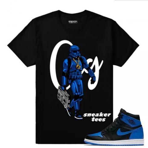 Match Jordan 1 Royal OG OG Trooper Black T-hirt