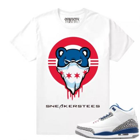 Match Jordan 3 True Blue OG Cubs Drip White T shirt