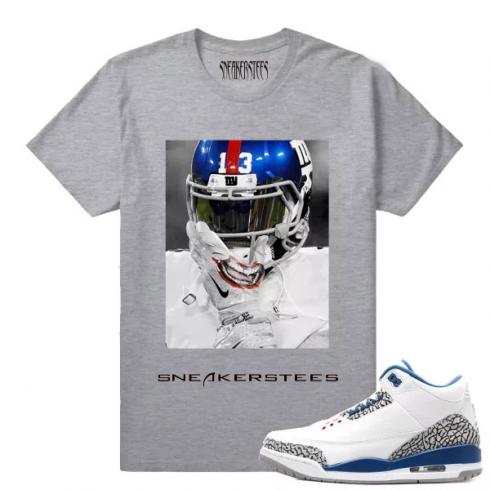 Match Jordan 3 True Blue OG Odell Joker Heather Grey T shirt