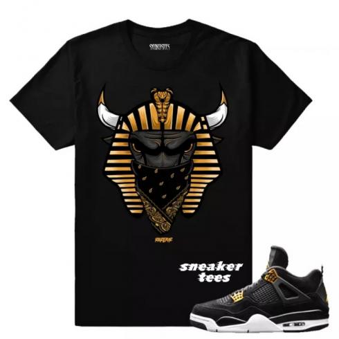 Match Jordan 4 Royalty Bull Pharoah Black T-shirt