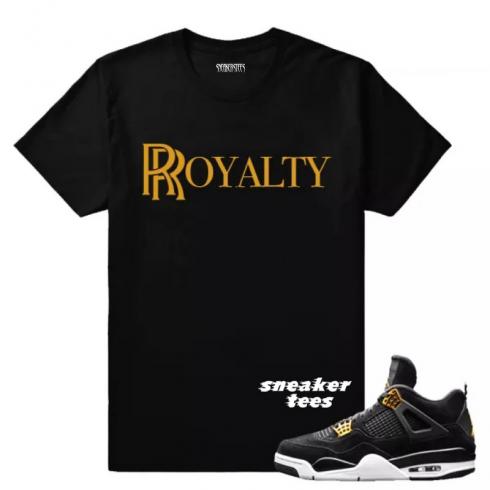 Match Jordan 4 Royalty Royalty Double R Black T-shirt