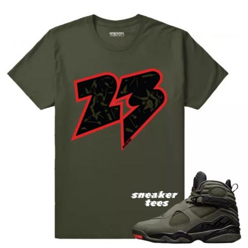 Match Jordan 8 Take Flight 23 Camo Military Green T-shirt