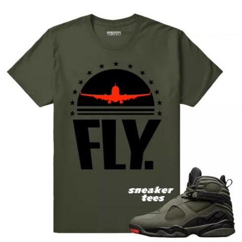 Match Jordan 8 Take Flight Fly Rare Air Military Green T-shirt