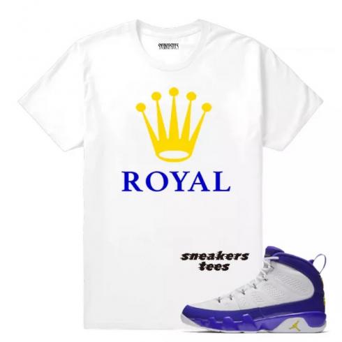 Match Jordan 9 Kobe Royal White T-shirt