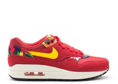 Nike Wmns Air Max 1 Print Aloha Pack University Yellow Black True Silver Red 528898-602