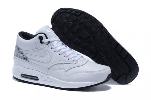 Nike Air Max 1 Mid Pure White Black Men Running Shoes Lifestyle Shoes 685192-100