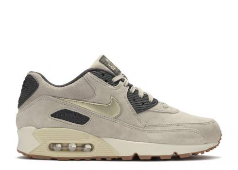 Nike Wmns Air Max 90 Premium Suede String Gold Sail Metallic Dark Grain Storm 818598-200