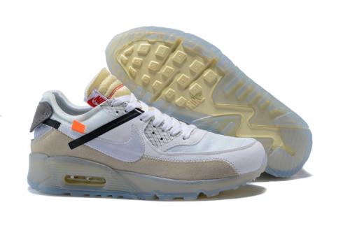 OFF WHITE x Nike Air Max 90 OW Men Running Shoes White Light Brown