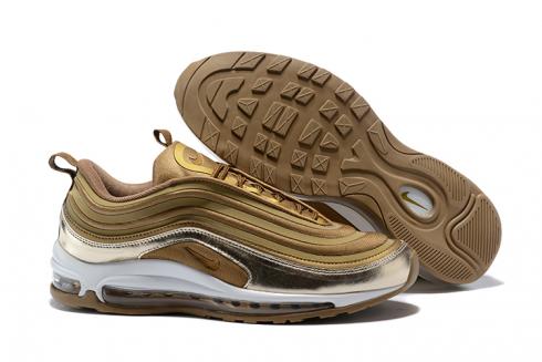 Nike Air Max 97 Men Running Shoes Gold All White