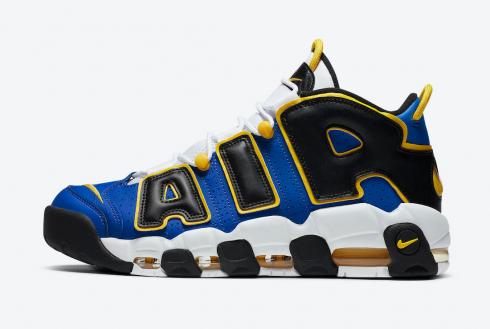 Nike Air More Uptempo Peace Love and Basketball Game Royal Black Speed Yellow DC1399-400