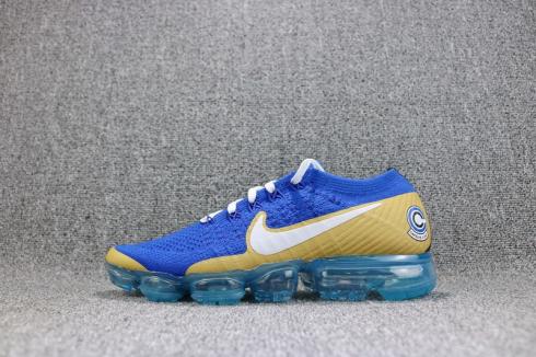 Nike Air VaporMax Flyknit Blue Gold Running Shoes AA3858-103