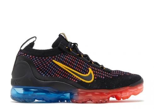 Nike Air Vapormax 2021 Flyknit GS Black Multi Blue Gold Photo University Bright Crimson DV2198-001