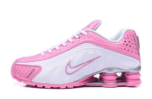 Nike Shox R4 301 GS White Pink Running Shoes 312828-100