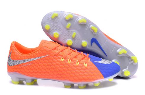 Nike Hypervenom Phelon III FG TPU Waterproof Orange Blue Silver