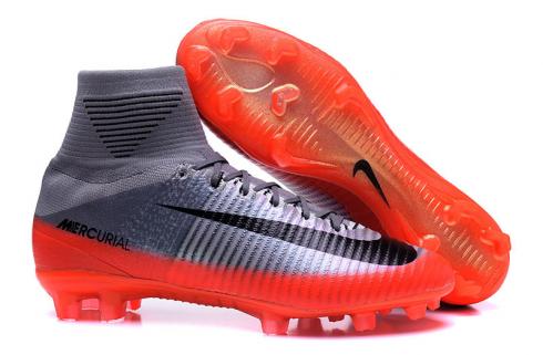 Nike Mercurial Superfly V CR7 FG high help silver orange football shoes