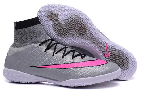 Nike Mercurial Superfly IC Indoor Soccers Wolf Grey Hyper Pink Black 641858-060