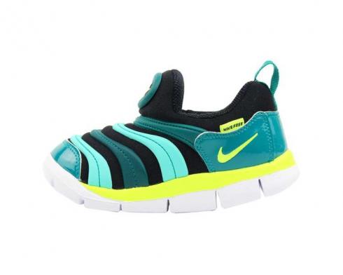 Nike Dynamo Free TD White Green Yellow Kids Shoes 343938-009