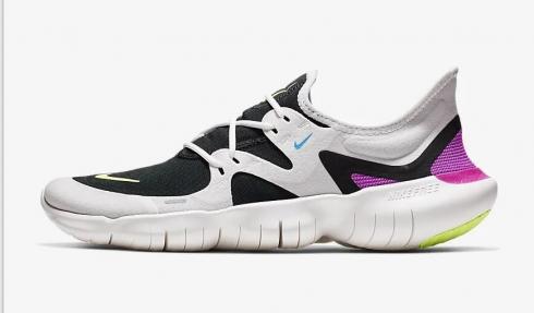 Nike Free RN 5.0 Summit White Black Blue Hero Volt Glow AQ1289-100