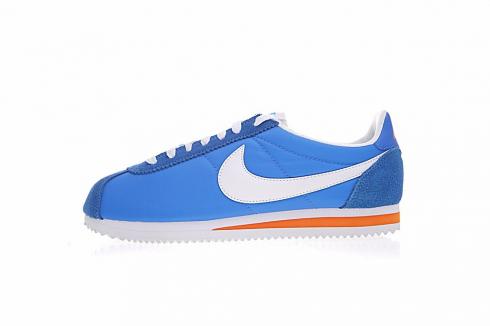 Nike Classic Cortez Nylon Blue White Orange Breathable Stitching 488291-404