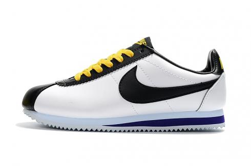 Nike Classic Cortez Nylon Prm Leather White Black Yellow 807471-105