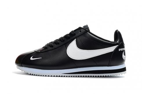 Nike Classic Cortez SE Prm Leather Black White Embroidery 807473-002