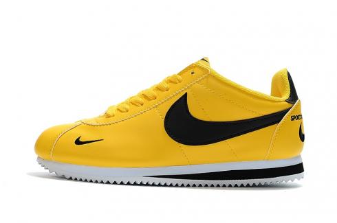 Nike Classic Cortez SE Prm Leather Yellow Black Embroidery 807473-700