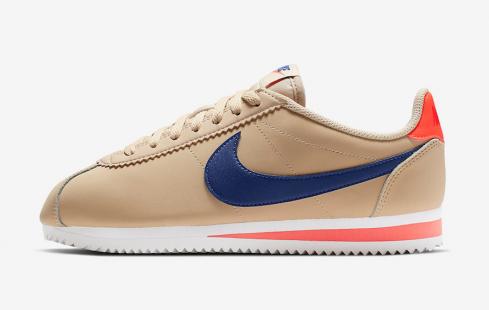 Nike Wmns Classic Cortez Desert Ore Bright Crimson Deep Royal Blue 807471-200