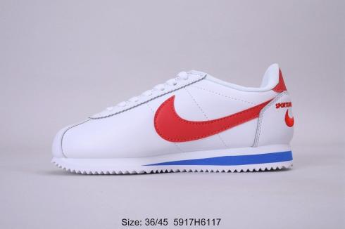 Wmns Nike Classic Cortez Nylon Prem White Blue Red Unisex Shoes 807473-001