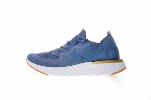 Nike Epic React Flyknit Blue Metallic Gold White AQ0067-995