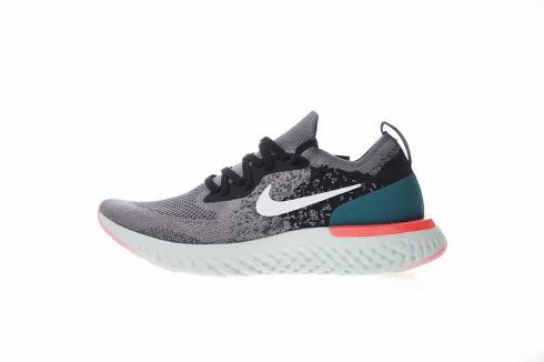 Nike Epic React Flyknit Gunsmoke Crimson Dark Green Wolf Grey AQ0067-010