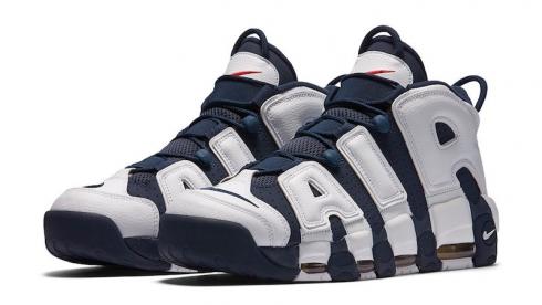 Nike Air More Uptempo - Olympic White Midnight Navy Metallic Gold Sport Red 414962-104