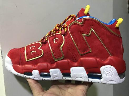 Nike Air More Uptempo Basketball Men Shoes Red Gold