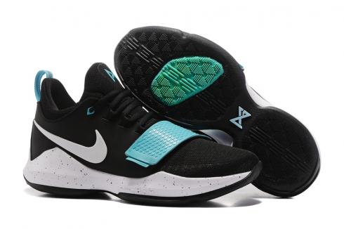 Nike Zoom PG 1 Paul George Men Basketball Shoes Black White Sky Blue 878628