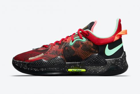 Nike PG 5 Mismatched University Red Yellow Strike Green Glow Multi-Color CW3143-006