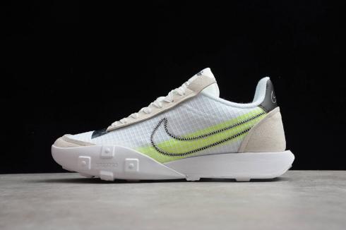 2020 New Release Nike Waffle Racer 2.0 White Fluorescent Green Classic Running Shoes CK6647-100