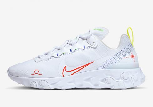 Nike React Element 55 Schematic Racer Blue Green Strike Laser Crimson CU3009-101