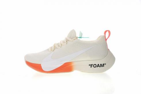 Off White x Nike Vapor Street Flyknit Creamy White Orange AQ1763-0013